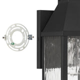 Glencrest 14-inch 1-light Textured Black Exterior Wall Sconce with Clear Water Glass