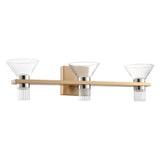 Blake 25-inch 6-light Champagne Gold and Polished Nickel 5CCT LED Vanity Light with Clear and Clear Ribbed Glass