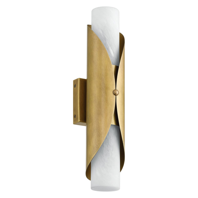 Crescendo 18-inch 2-light Natural Brass Wall Sconce with Alabaster Glass