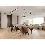 Presley 56-inch 2-light Textured Black Linear Chandelier with Clear Glass Drops and White Linen Shades