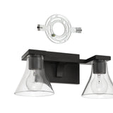 Gilford 14-inch 2-light Matte Black Vanity Light with Clear Glass Shades