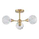Helena 20-inch 3-light Brushed Gold Semi-Flush Mount with Clear Acrylic Shades