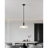Como 18-inch 1-light Matte Black Convertible Pendant with Clear Ribbed and Opal Glass Shade