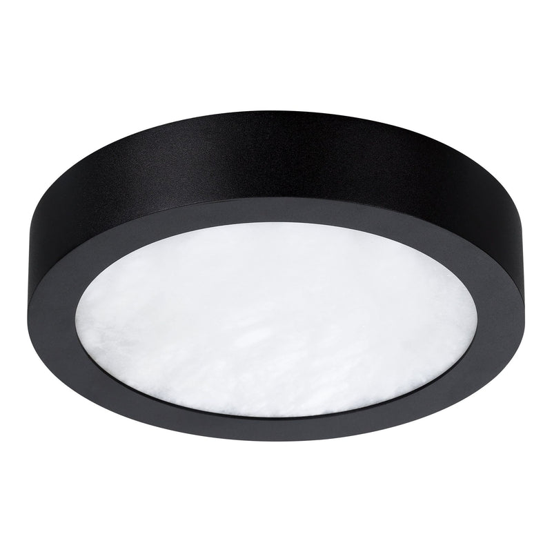 Argyle 8-inch Textured Black and Natural Alabaster 5CCT LED Flush Mount