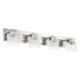 Dryden 32-inch 4-light Polished Nickel Vanity Light with Clear Ribbed Glass Shades
