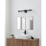 Bedminster 24-inch 3-light Matte Black Vanity Light with Clear Ribbed Glass Shades