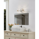 Blake 16-inch 4-light Polished Nickel and Champagne Gold 5CCT LED Vanity Light with Clear and Clear Ribbed Glass