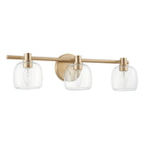 Valentina 24-inch 3-light Champagne Gold Vanity Light with Clear Glass Shades
