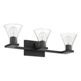Gilford 24-inch 3-light Matte Black Vanity Light with Clear Glass Shades