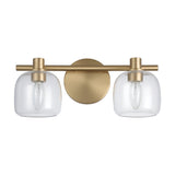 Valentina 15-inch 2-light Champagne Gold Vanity Light with Clear Glass Shades