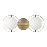 Parker 16-inch 2-light Champagne Gold Vanity Light with Etched Opal Glass Shades