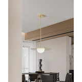 Solstice 22-inch Polished Brass 5CCT LED Convertible Pendant with Opal Ribbed Glass Shade