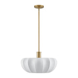 Bryony 22-inch 4-light Brushed Gold Convertible Pendant with White Synthetic Silk Shades