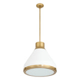 Doyle 18-inch 1-light Natural Brass Pendant Light with Matte White Metal Shade