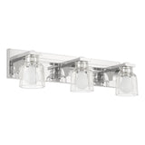 Dryden 24-inch 3-light Polished Nickel Vanity Light with Clear Ribbed Glass Shades