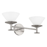 Tremolo 20-inch 2-light Brushed Nickel and Polished Nickel Vanity Light with Etched Opal Glass