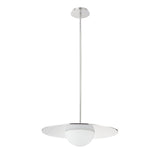 Solstice 22-inch Polished Nickel 5CCT LED Convertible Pendant with Opal Ribbed Glass Shade