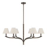 Bethany 42-inch 6-light Forged Bronze Chandelier with Natural Linen Shades