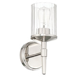 Andrea 5-inch 1-light Polished Nickel Vanity Light with Clear Ribbed Glass Shade