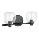 Valentina 15-inch 2-light Matte Black Vanity Light with Clear Glass Shades