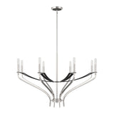 Sussex 36-inch 8-light Polished Nickel and Black Faux Leather Chandelier