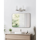 Bedminster 14-inch 2-light Brushed Nickel Vanity Light with Etched Opal Ribbed Glass Shades