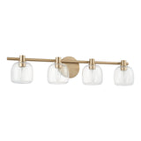 Valentina 30-inch 4-light Champagne Gold Vanity Light with Clear Glass Shades