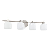 Valentina 30-inch 4-light Brushed Nickel Vanity Light with Etched Opal Glass Shades