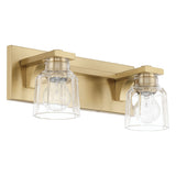 Dryden 15-inch 2-light Champagne Gold Vanity Light with Clear Ribbed Glass Shades
