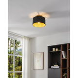 Leilani 11-inch 1-light Brushed Gold Semi-Flush Mount with Matte Black and Gold Metal Shade
