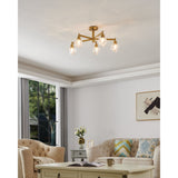 Lillyanna 26-inch 5-light Brushed Gold Semi-Flush Mount with Clear Ice Glass Shades