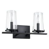 Jared 15-inch 2-light Matte Black Vanity Light with Clear Glass Shades
