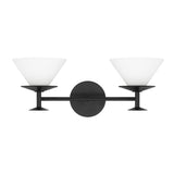 Tremolo 20-inch 2-light Matte Black and Champagne Gold Vanity Light with Etched Opal Glass