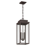 Hillside 9-inch 3-light Dark Bronze Exterior Pendant Light with Clear Glass