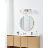 Valentin 24-inch 3-light Champagne Gold Vanity Light with Clear Pressed Glass Shades