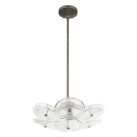 Avril 18-inch 4-light Forged Bronze Convertible Pendant with Clear Starburst Glass Shade