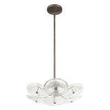 Avril 18-inch 4-light Forged Bronze Convertible Pendant with Clear Starburst Glass Shade