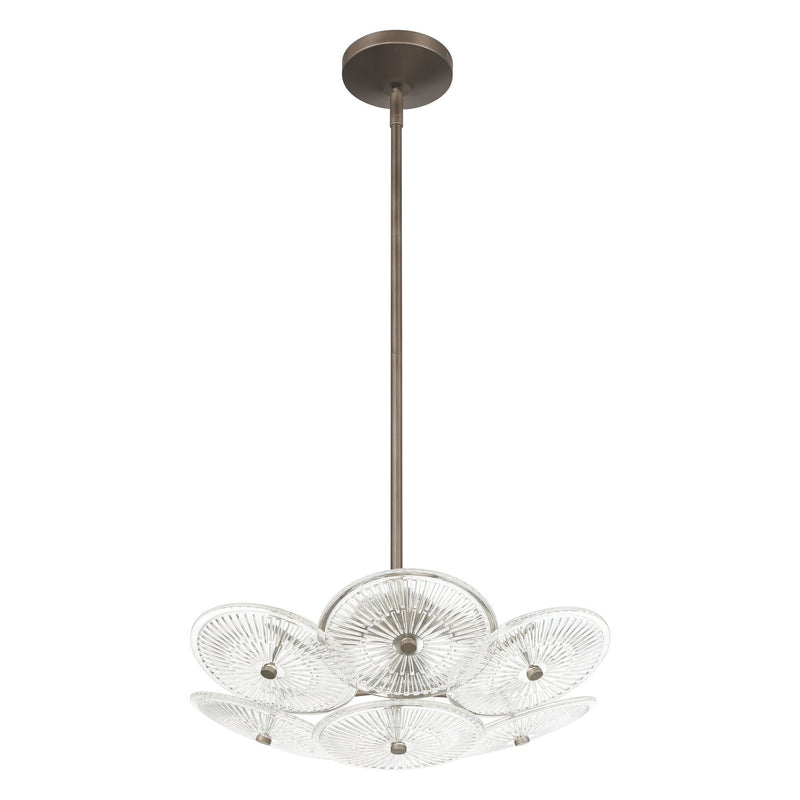 Avril 18-inch 4-light Forged Bronze Convertible Pendant with Clear Starburst Glass Shade
