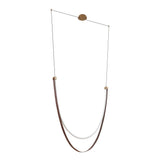 Ayers 59-inch 1-light Champagne Gold with Black and Brown Faux Leather 5CCT LED Linear Chandelier