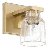 Dryden 5-inch 1-light Champagne Gold Vanity Light with Clear Ribbed Glass Shade