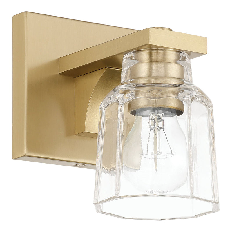 Dryden 5-inch 1-light Champagne Gold Vanity Light with Clear Ribbed Glass Shade