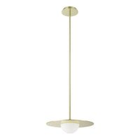 Solstice 16-inch Polished Brass 5CCT LED Convertible Pendant with Opal Ribbed Glass Shade