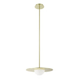 Solstice 16-inch Polished Brass 5CCT LED Convertible Pendant with Opal Ribbed Glass Shade