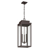 Hillside 11-inch 3-light Dark Bronze Exterior Pendant Light with Clear Glass