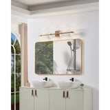 Blake 35-inch 8-light Champagne Gold and Polished Nickel 5CCT LED Vanity Light with Clear and Clear Ribbed Glass