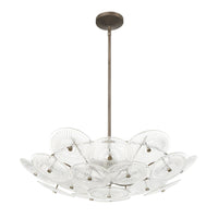 Avril 29-inch 6-light Forged Bronze Chandelier with Clear Starburst Glass Shade