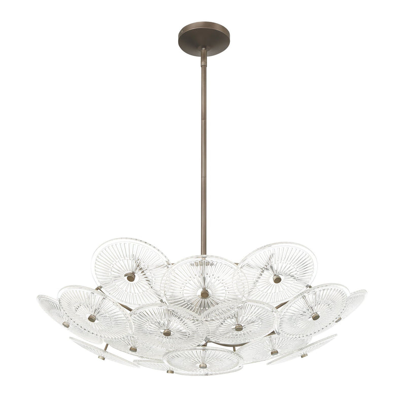 Avril 29-inch 6-light Forged Bronze Chandelier with Clear Starburst Glass Shade