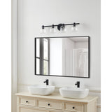 Valentina 30-inch 4-light Matte Black Vanity Light with Clear Glass Shades