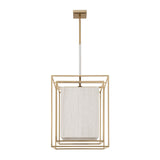 Abbey 18-inch 4-light Brass Pendant Light with Cream Cotton Rope Shade
