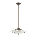 Avril 18-inch 4-light Forged Bronze Convertible Pendant with Clear Starburst Glass Shade